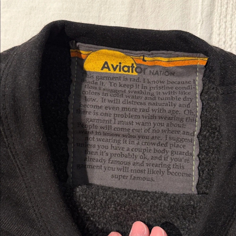 Aviator Nation Black Sweatshirt and sweatpants set with Rainbow Stripes - Picture 3 of 5